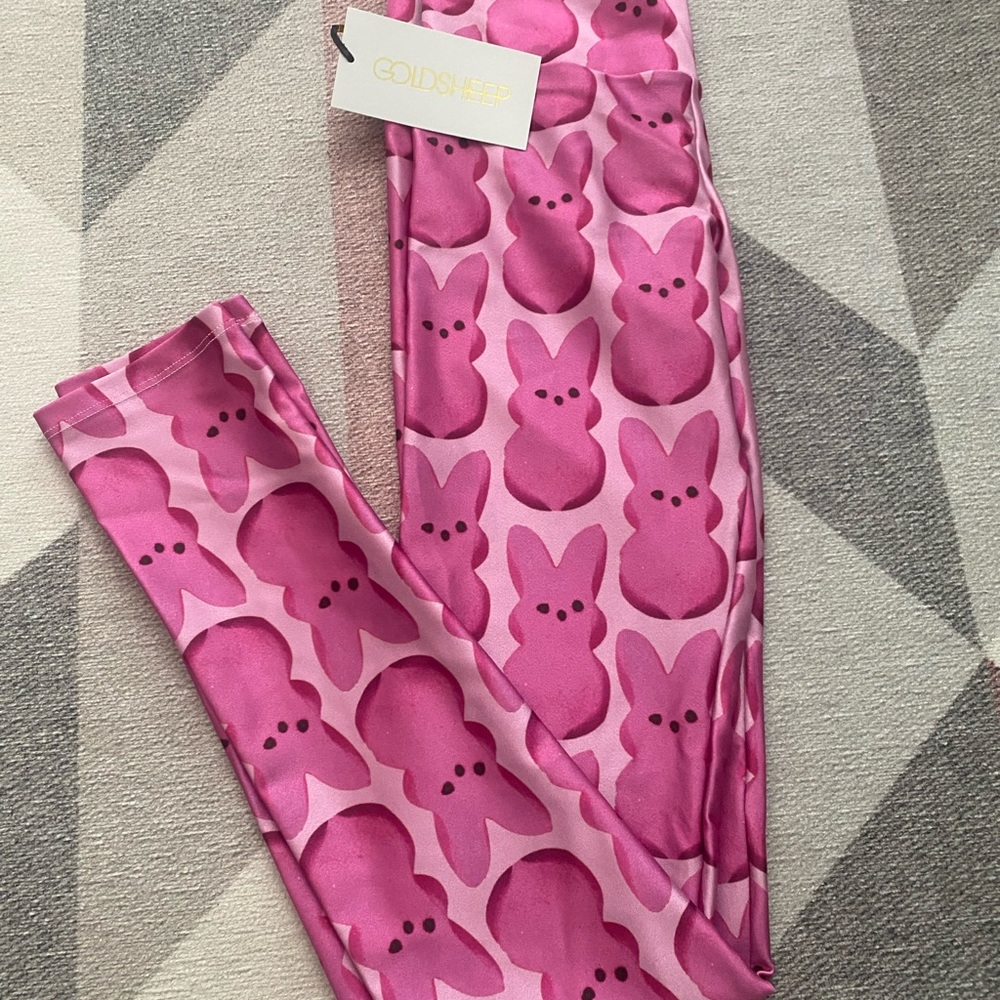 Goldsheep Pink Bunny Pattern Leggings
